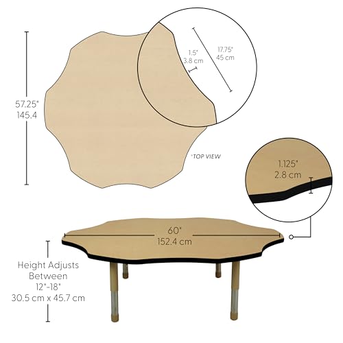 Factory Direct Partners Flower Toddler Activity Table 60" Adjustable Maple/Black/Sand