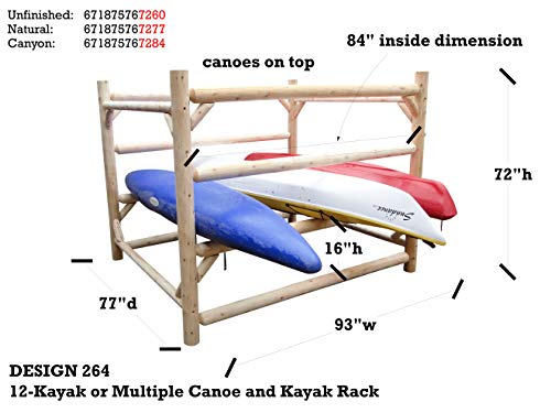 Log Kayak Rack Kayak/Canoe Storage Rack Commercial Unfinished