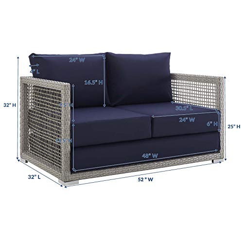 Modway Aura Outdoor Patio Loveseat Gray Navy