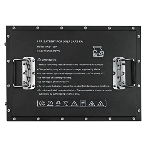 PowerStar 48V LiFePO4 Golf Cart Battery Replacement for EZGO RXV Black
