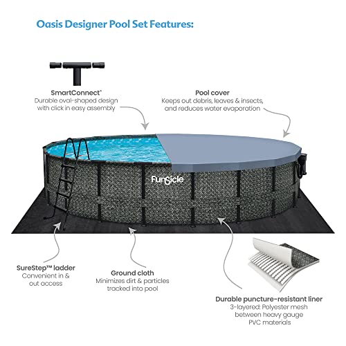 Funsicle Oasis Designer Above Ground Pool Dark Herringbone