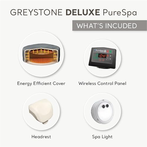 Intex PureSpa Plus Greystone Inflatable Hot Tub with Tray Attachments Gray