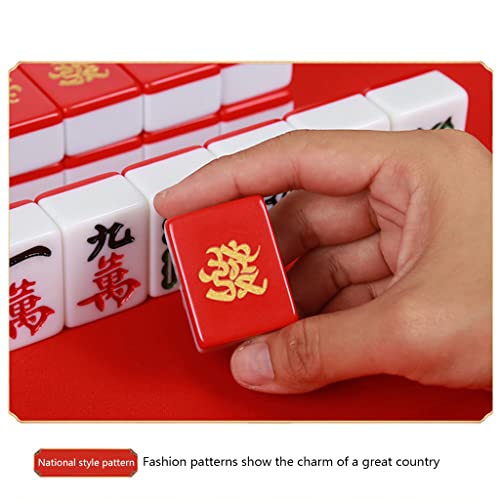 SHATONG Chinese Mahjong Travel Game Set with 144 Melamine Tiles and Portable Storage Case