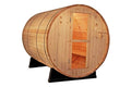 None 6-Foot Canadian Outdoor Pine Wood 4-Person Barrel Sauna Wet/Dry SPA with 9KW Electric Heater and Lava Rocks