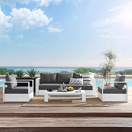 Modway Tahoe 4-Piece Fabric Outdoor Set White Charcoal