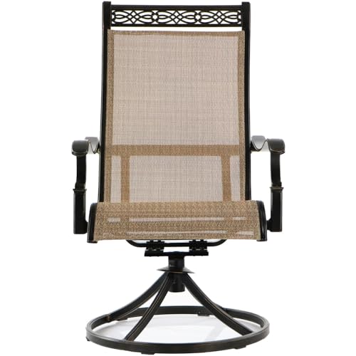 Hanover Monaco 3-Piece Patio Dining Set with Swivel Rockers and Bistro Table Tan