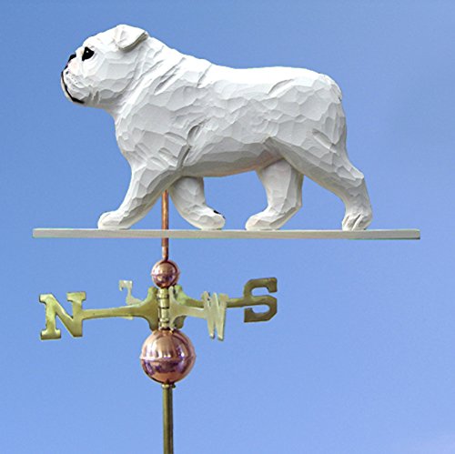 Bulldog Hand Carved & Painted Weathervane 32 Inch White