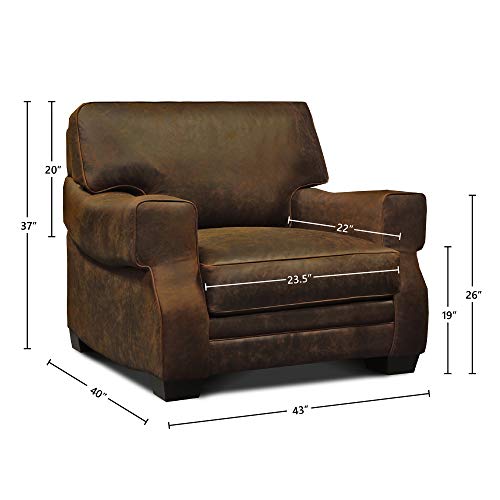 Hello Sofa Home Cordova 100% Top Grain Leather Mid-Century Armchair Espresso