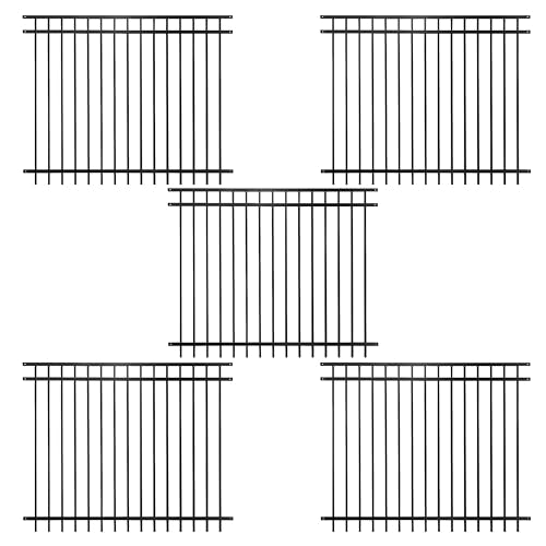 Fencer Wire Heavy Duty Flat Top Fence Barrier Panel 5FT x 6FT Black, Pack of 5