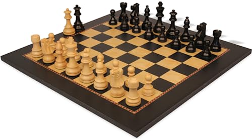 The Chess Store French Lardy Staunton Chess Set with Queen's Gambit Board - 3.75" King
