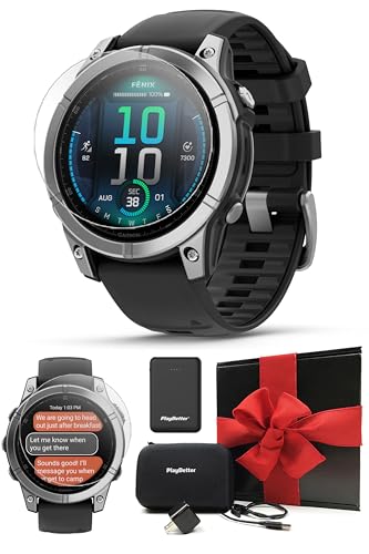 PlayBetter Garmin Fenix E Premium Multisport GPS Smartwatch Gift Box Bundle Stainless Steel/Black