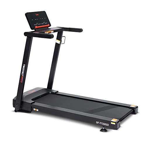 Sunny Health & Fitness Slim Folding Treadmill with 12-Level Auto Incline Black