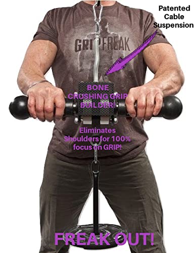 GRIP FREAK Thick Grip Wrist Roller with Power Rack Arm & Weight Plate Loader