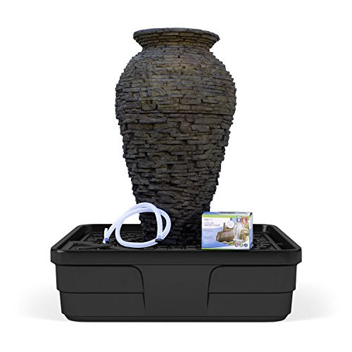 Aquascape Stacked Slate Urn Landscape Fountain Kit Medium Dark Gray