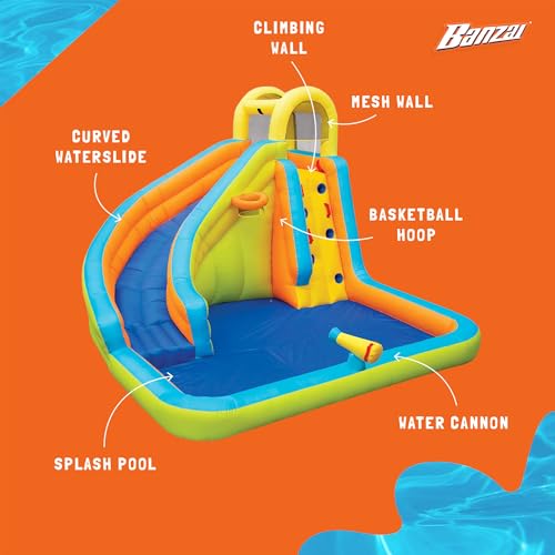 BANZAI Splash ’N’ Blast Inflatable Water Slide Park Multicolor