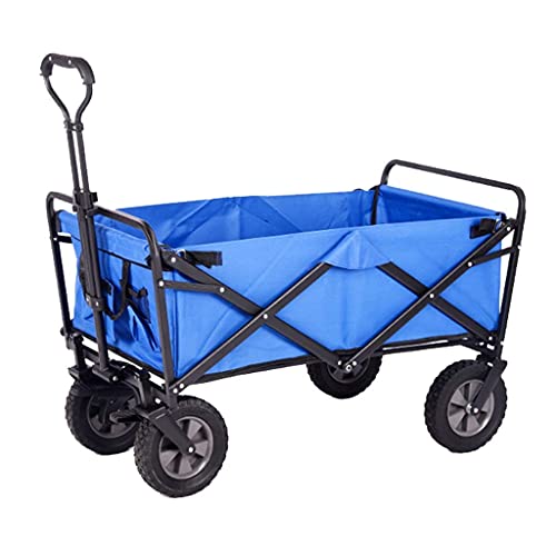 5sssallefaa Folding Utility Wagon 4-Wheeled Outdoor Cart with Brake 100KG Load Capacity