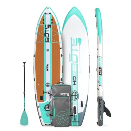 BOTE HD Aero Inflatable Stand Up Paddle Board MAGNEPod Compatible Blow Up iSUP - 11 FT 6 in - Full Trax Seafoam