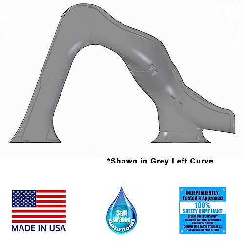 Global Pool Products RIP Tide Inground Swimming Pool Water Slide Deck Mounted Right Curve Turn Grey