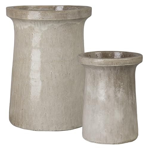 Emissary Gray Stoneware Round Planters Set of 2 21in L x 29in H
