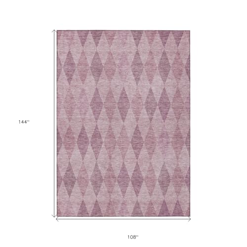 HomeRoots 9' x 12' Blush Geometric Washable Non-Skid Indoor Outdoor Area Rug Blush