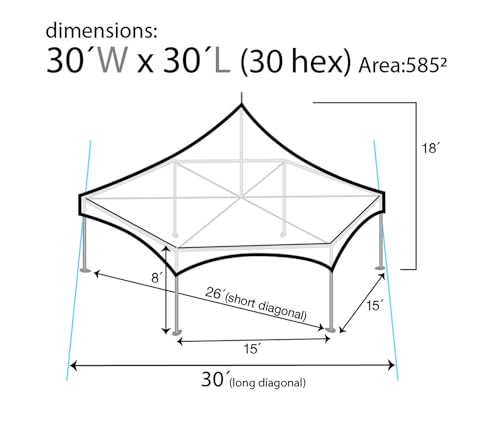 TentandTable 30' x 30' High Peak Hexagon Frame Party Tent White