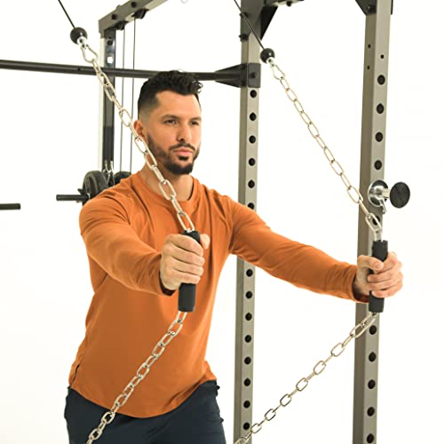 Fitness Reality Cable Cross Over and LAT Pulldown Combo Attachment for Power Cage Grey