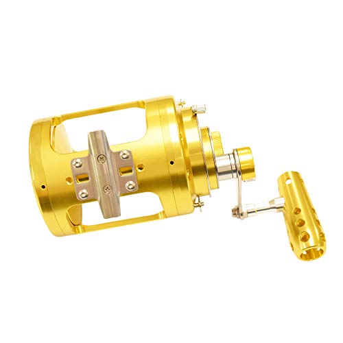 EAT MY TACKLE 50 Wide 2 Speed Reel with 80-100 lb Bent Butt Tournament Rod Blue