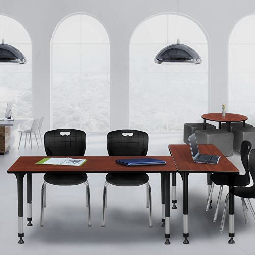 Regency Kee Height Adjustable Classroom Table Set with Two 18" Andy Chairs, Cherry/Black