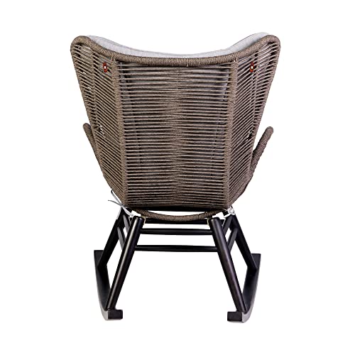 Armen Living Fanny Outdoor Patio Rocking Chair Dark Eucalyptus and Truffle