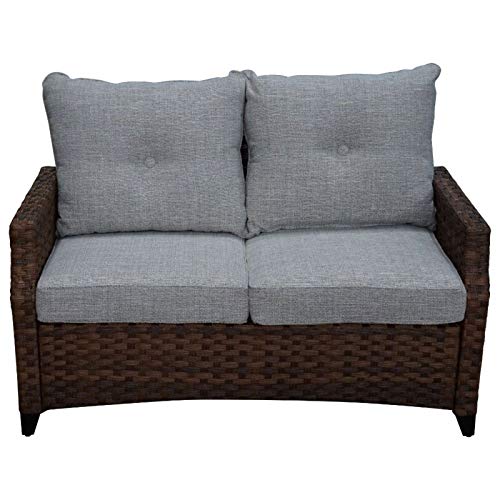 Courtyard Casual 5240 Costa Mesa 5-Piece Seating Set with Loveseat, Club Chairs, End Table & Gas Fire Pit Brown