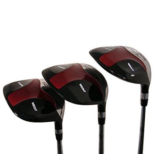 iDrive Men's Red Square Anti-Slice Draw Golf Fairway Wood Set Black