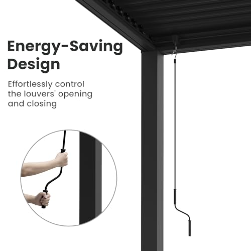 RoyalCraft 12'x16' Adjustable Louvered Pergola Heavy-Duty Aluminum Black