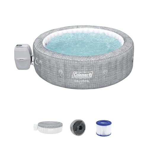 Coleman SaluSpa Sicily AirJet Inflatable Hot Tub Bundle with Pool/Spa Seat & Headrest Pillows