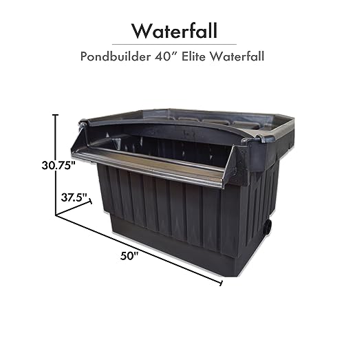 HALF OFF PONDS Pondbuilder Elite PRO 10000 Mega Pond Kit with 30x50 Foot EPDM Liner, 40" Waterfall, 15" Skimmer, Submersible Pump Black