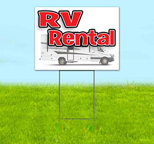 TampaPrinting RV Rental Yard Sign 18" x 24" with Metal Step Stake