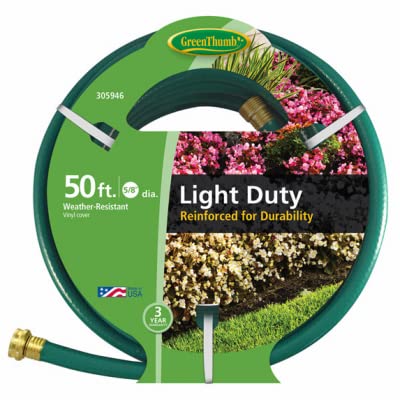 Green Thumb GTR5850 Light Duty Garden Hose, Nylon-Reinforced 3-Ply Vinyl, 5/8-In. x 50-Ft.
