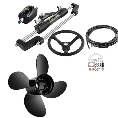 VEVOR Outboard Propeller Replacement for OEM 48-8M0084495 + Hydraulic Steering Kit Black
