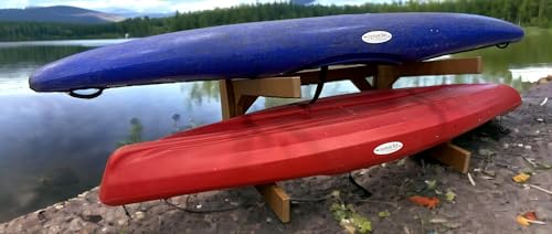 Log Kayak Rack Recycled Poly Kayak Rack Weatherproof Storage System Nutmeg Brown
