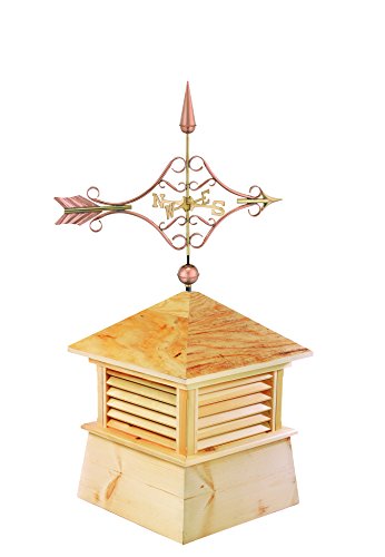 Good Directions 30" Square Kent Wood Cupola with Standard Victorian Arrow Copper