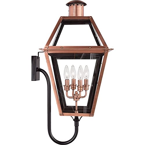 Bailey Street Home 4 Light Wall Lantern Aged Copper Finish with Clear Glass Copper