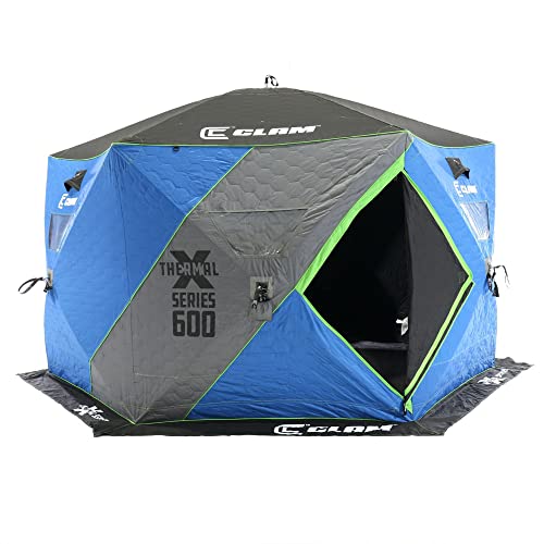 CLAM 14470 X-600 Portable 7 Person Ice Fishing Hub Shelter Tent Multi