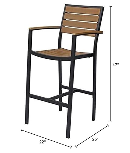 Home Square 3 Piece Aluminum Patio Bar Stool Set Black and Brown