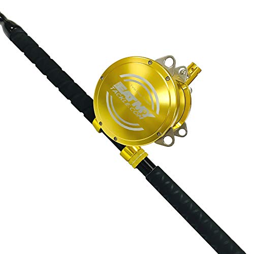 EAT MY TACKLE 80 Wide 2 Speed Fishing Reel with Blue/Black Tournament Edition Rod