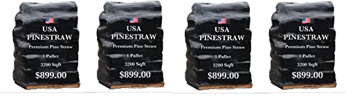 USA PINESTRAW Premium Long Needle Pine Straw Mulch - Covers 3200 Sqft (4 Set)