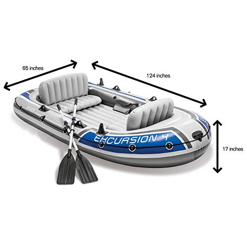 Intex Excursion 4 Inflatable Raft Set with 2 Trolling Motors