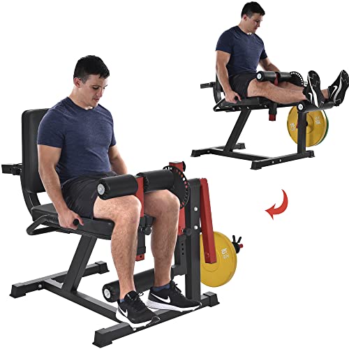 None Leg Extension and Bending Machine - Leg Exercise Machine with Adjustable Sat Backrest and Rotating Leg Extension, Suitable for Home Gym Leg Tendon Exercise Red
