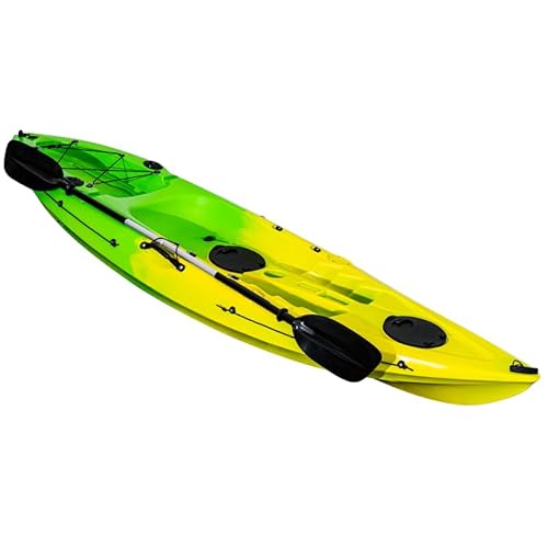 ProMaintain 9.68FT Fishing Kayak with Paddle, Sit on Top Design, 308LBS Capacity Green Yellow