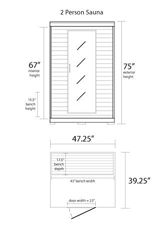 Blue Wave HeatWave BSA2406 2-Person Deluxe Ceramic Infrared Sauna, 1-2, Hemlock