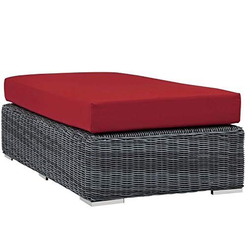 America Luxury - Outdoor Modern Contemporary Patio Lounge Chair Ottoman Rattan Wicker Red