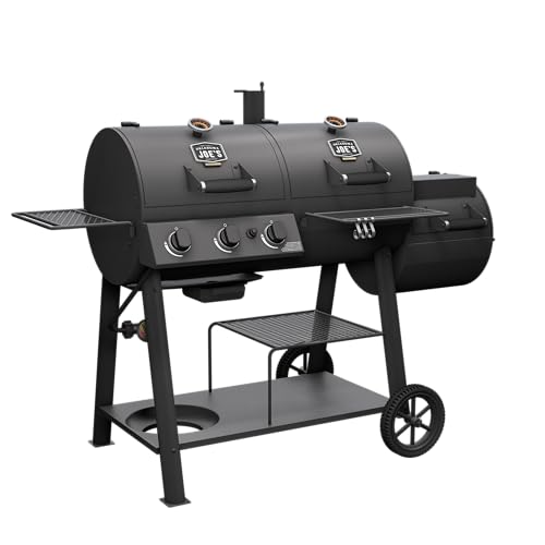 Oklahoma Joe's Canyon Deluxe Charcoal and Propane Gas Combination Smoker and Grill Black
